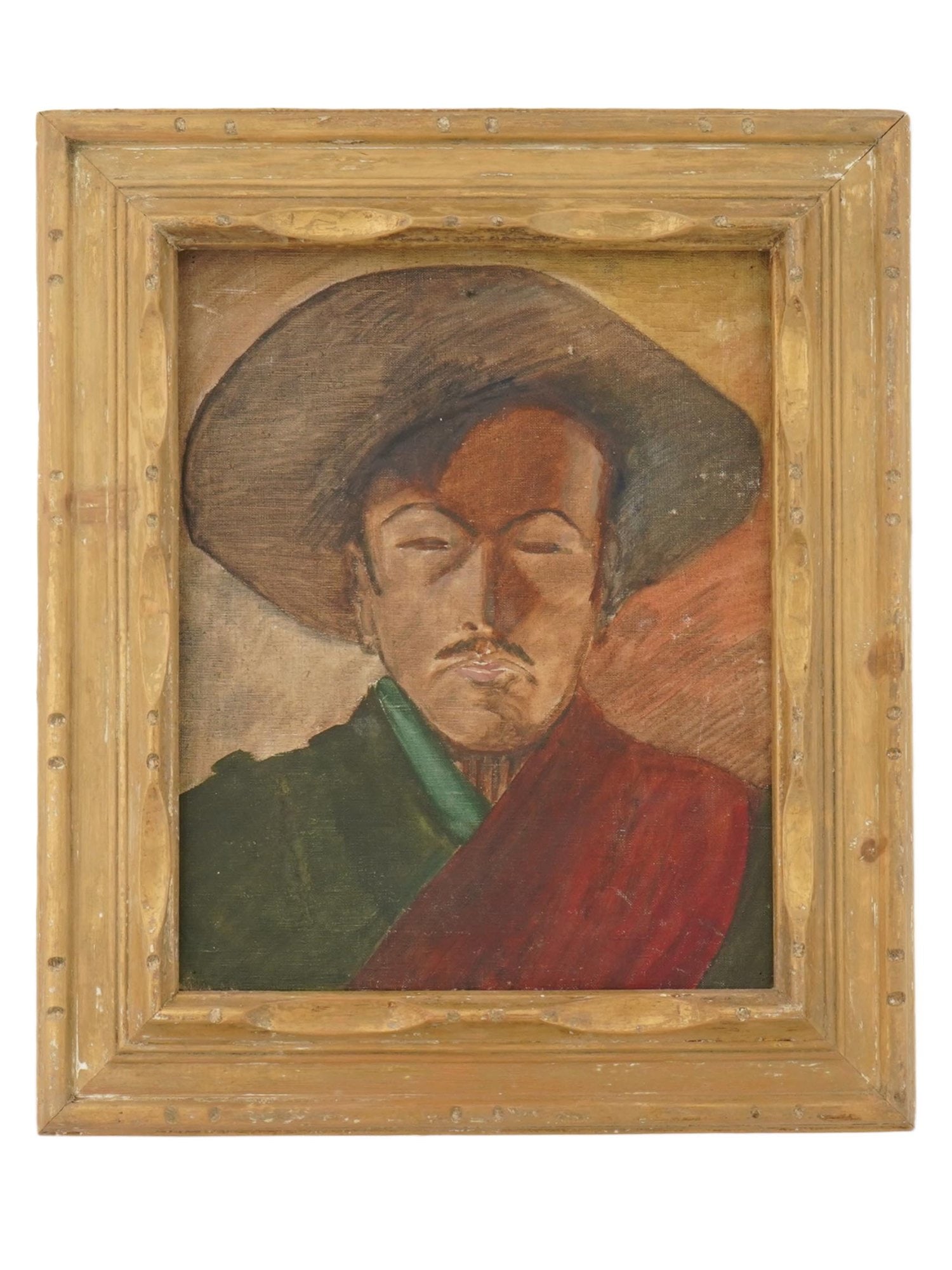OIL PAINTING PORTRAIT OF MEXICAN MAN IN SOMBRERO (1 of 5)