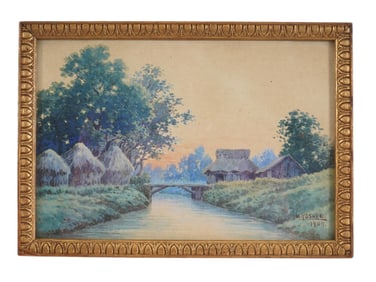 ANTIQUE JAPANESE LANDSCAPE PAINTING SIGNED BY M. YOSUKE