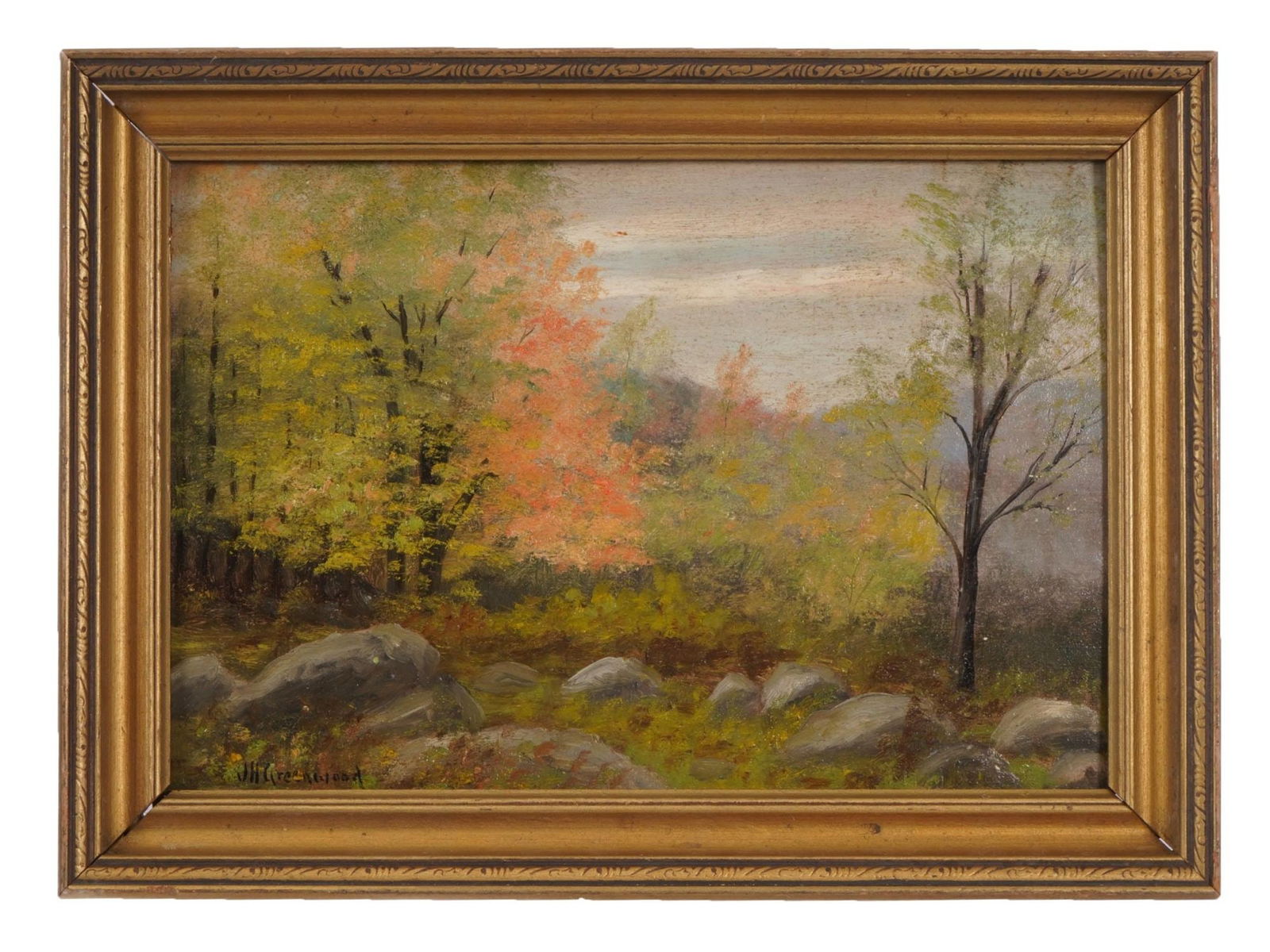 ANTIQUE OIL LANDSCAPE PAINTING ATTR  J H GREENWOOD (1 of 4)