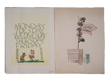 CLAUDE SMITH VINTAGE AMERICAN CARICATURE PAINTINGS