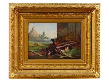 ANTIQUE BELGIAN OIL PAINTING BY J B L VAN LEEMPUTTEN