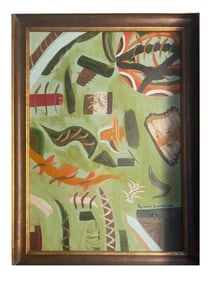 AMERICAN ABSTRACT OIL PAINTING SIGNED ROMARE BEARDEN