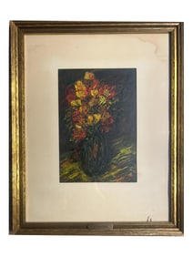 UKRAINIAN FLORAL OIL PAINTING SIGNED DAVID BURLIUK
