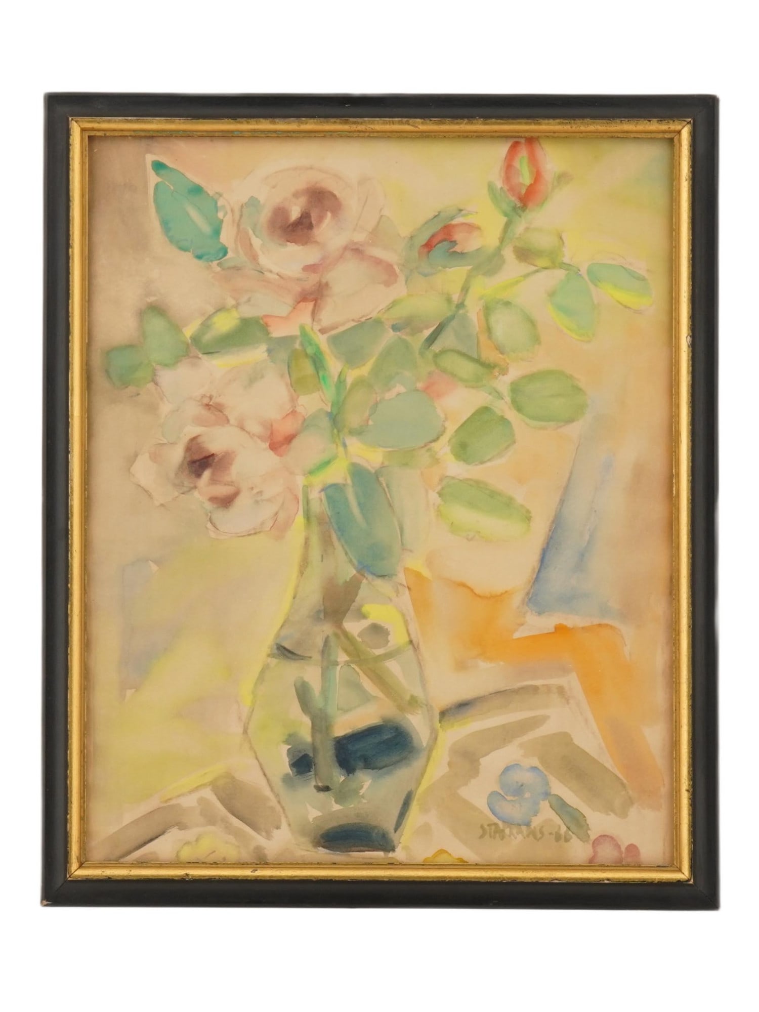 FLORAL WATERCOLOR PAINTING SIGNED RAIMONDS STAPRANS (1 of 4)