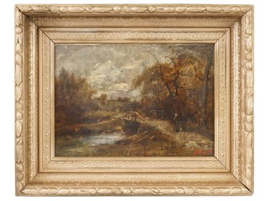 ANTIQUE FRENCH OIL PAINTING ATTR LEON LHERMITTE