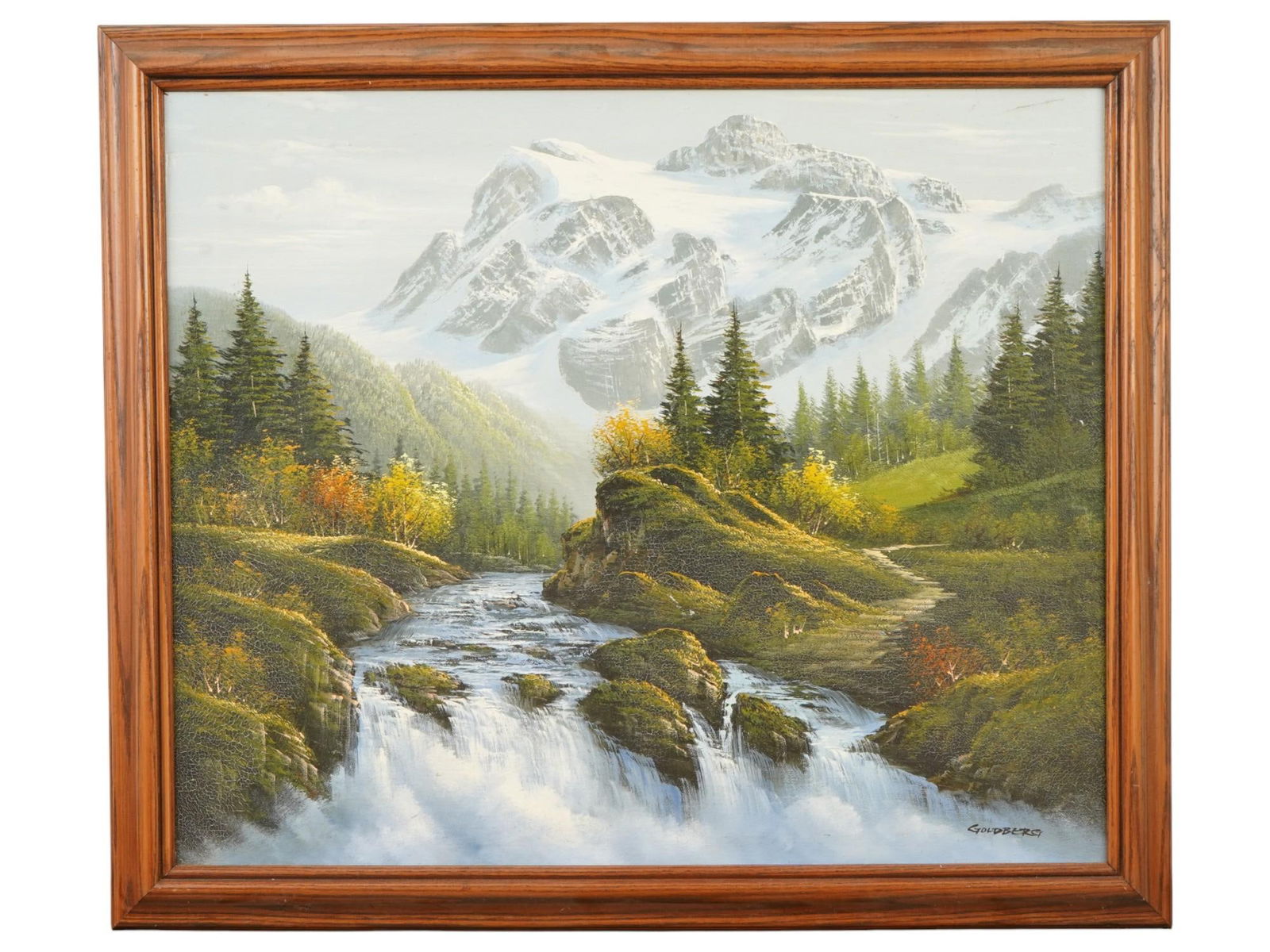 MOUNTAIN LANDSCAPE OIL PAINTING SIGNED GOLDBERG (1 of 4)
