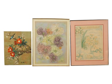 PASTEL AND WATERCOLOR ON PAPER SIGNED PAINTINGS