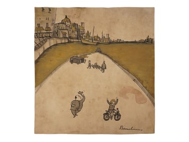 ATTR LUDWIG BEMELMANS AMERICAN PAINTING ON PAPER