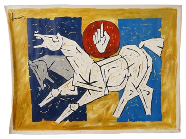 OIL PAINTING SIGNED MAQBOOL FIDA HUSAIN WITH COA