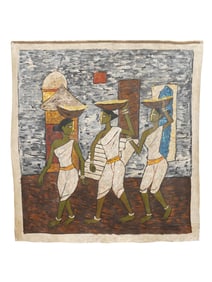 MID CENTURY INDIAN SCHOOL PAINTING SIGNED K. HEBBAR