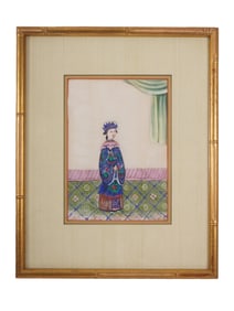 ANTIQUE CHINESE QING DYNASTY EXPORT PITH PAINTING