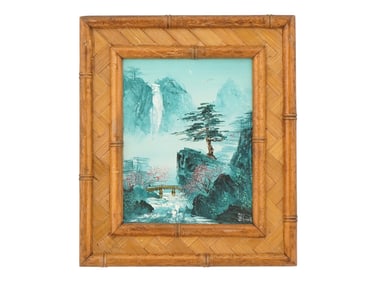 ASIAN LANDSCAPE OIL PAINTING SIGNED