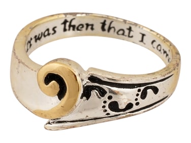 FOOTPRINTS IN THE SAND 14K GOLD AND SILVER RING