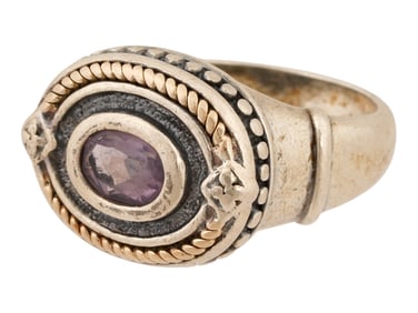 VINTAGE 14K GOLD AND STERLING SILVER W GEMSTONE RING