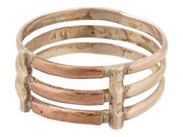 VINTAGE GOLD AND STERLING SILVER STRIPED RING