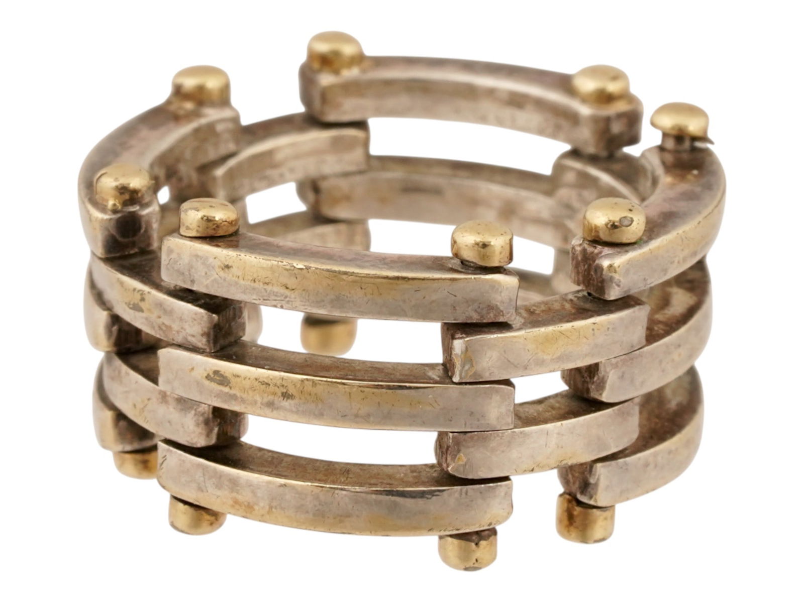 AMERICAN TIFFANY AND CO ST SILVER AND 14K GOLD RING (1 of 9)