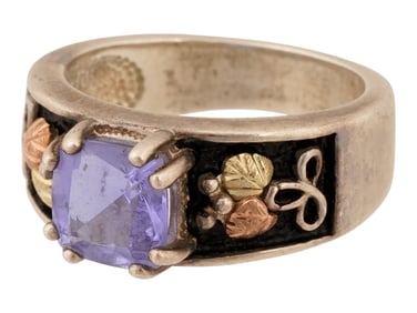 VINTAGE 12K GOLD AND STERLING SILVER RING