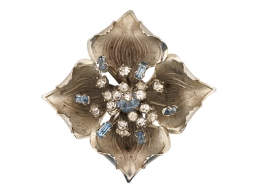 VINTAGE STERLING SILVER FLOWER BROOCH PENDANT