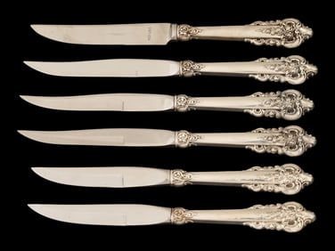 GRANDE BAROQUE BY WALLACE ST SILVER STEAK KNIFE SET