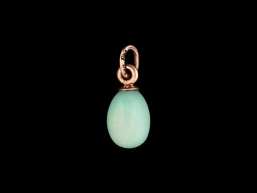 RUSSIAN 56 GOLD AND CHRYSOPRASE EASTER EGG PENDANT