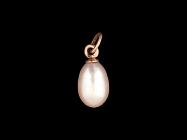 RUSSIAN 56 GOLD AND PEARL EASTER EGG PENDANT