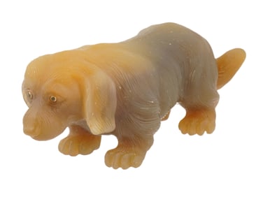 RUSSIAN AGATE COCKER SPANIEL DOG FIGURE EMERALD STONES