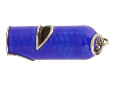 RUSSIAN 88 SILVER COBALT GUILLOCHE ENAMEL WHISTLE