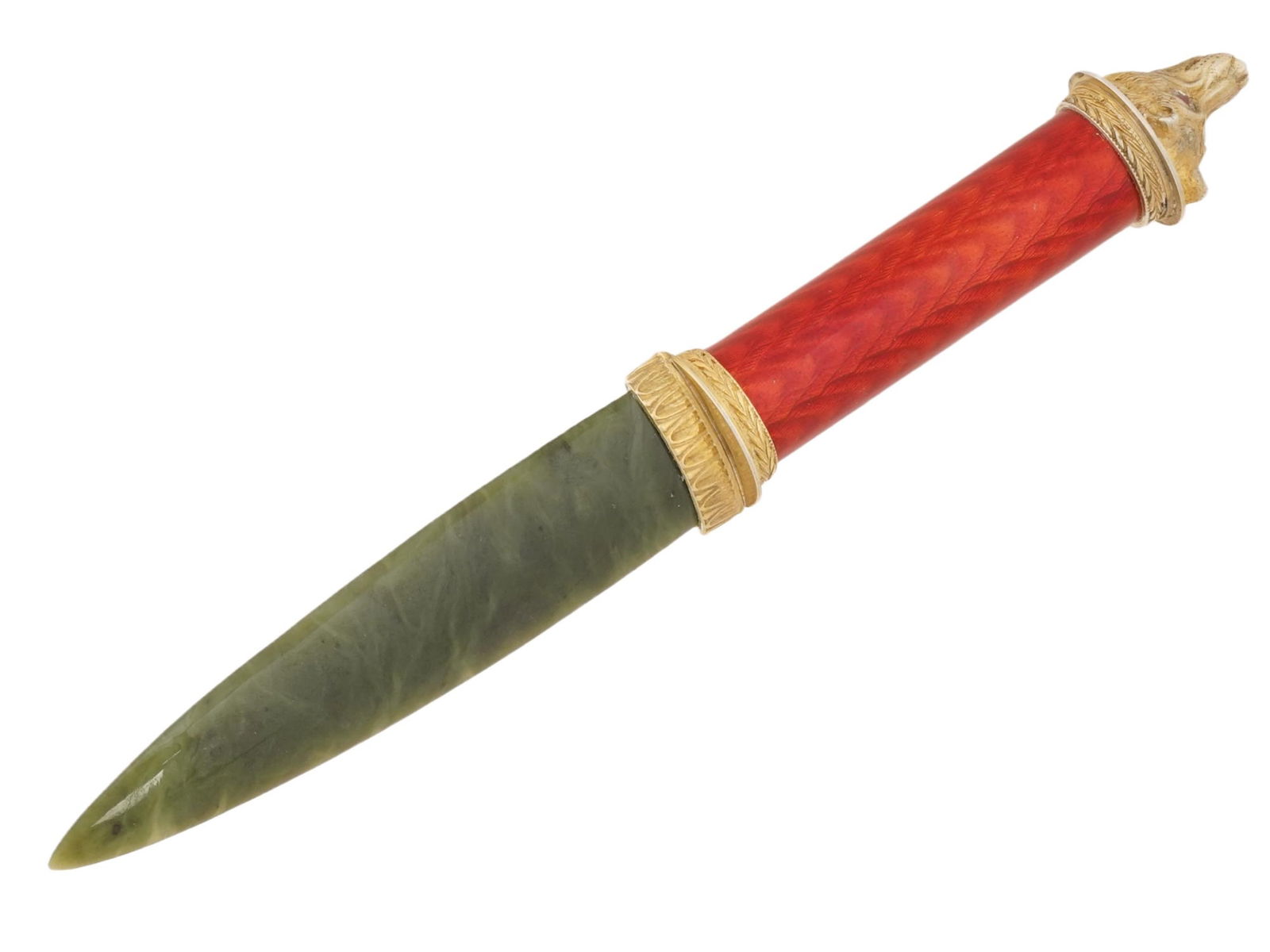 RUSSIAN SILVER ENAMEL RUBY JADE LETTER OPENER KNIFE (1 of 7)