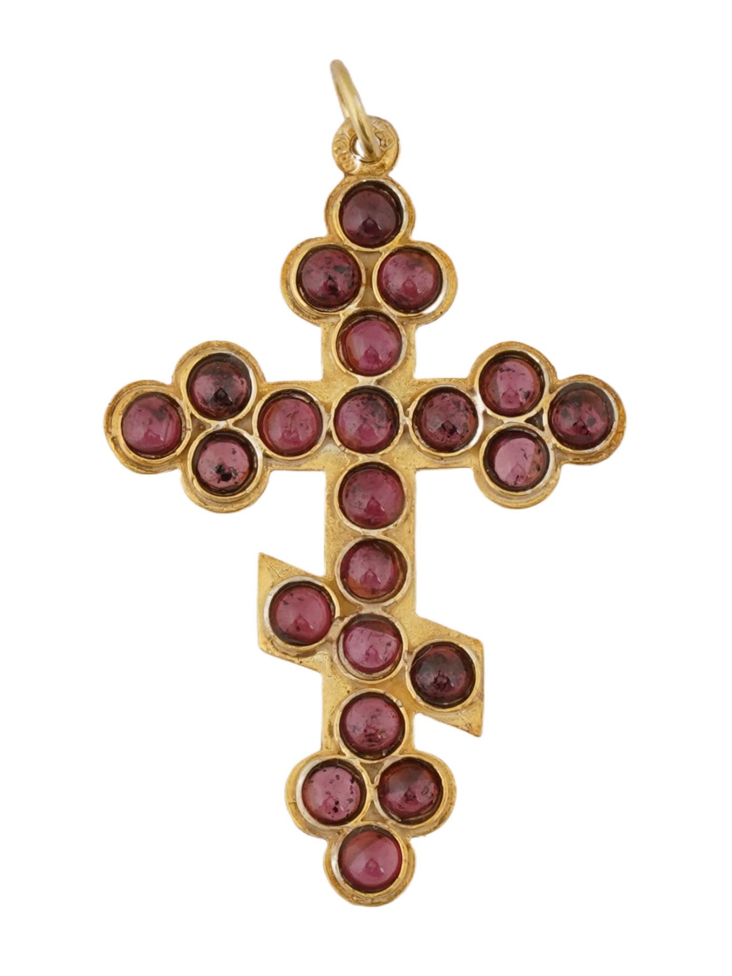 RUSSIAN GILT SILVER CROSS PENDANT WITH GARNETS (1 of 5)