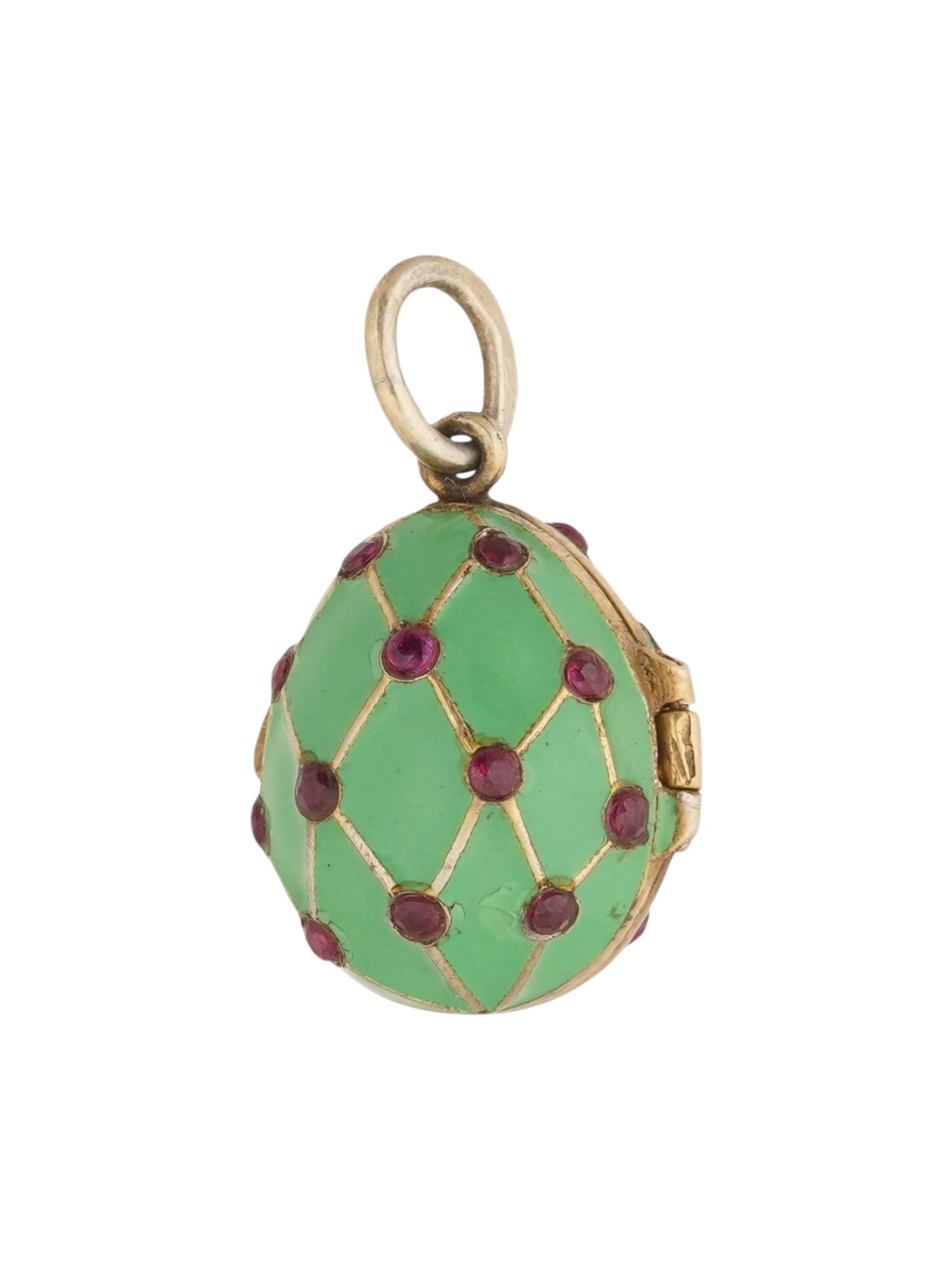 RUSSIAN SILVER ENAMEL EASTER EGG LOCKET PENDANT RUBIES (1 of 8)
