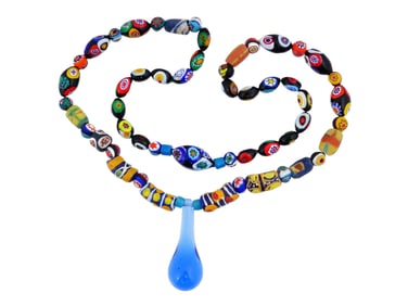 VINTAGE MURANO MILLEFIORI GLASS BEADED NECKLACE
