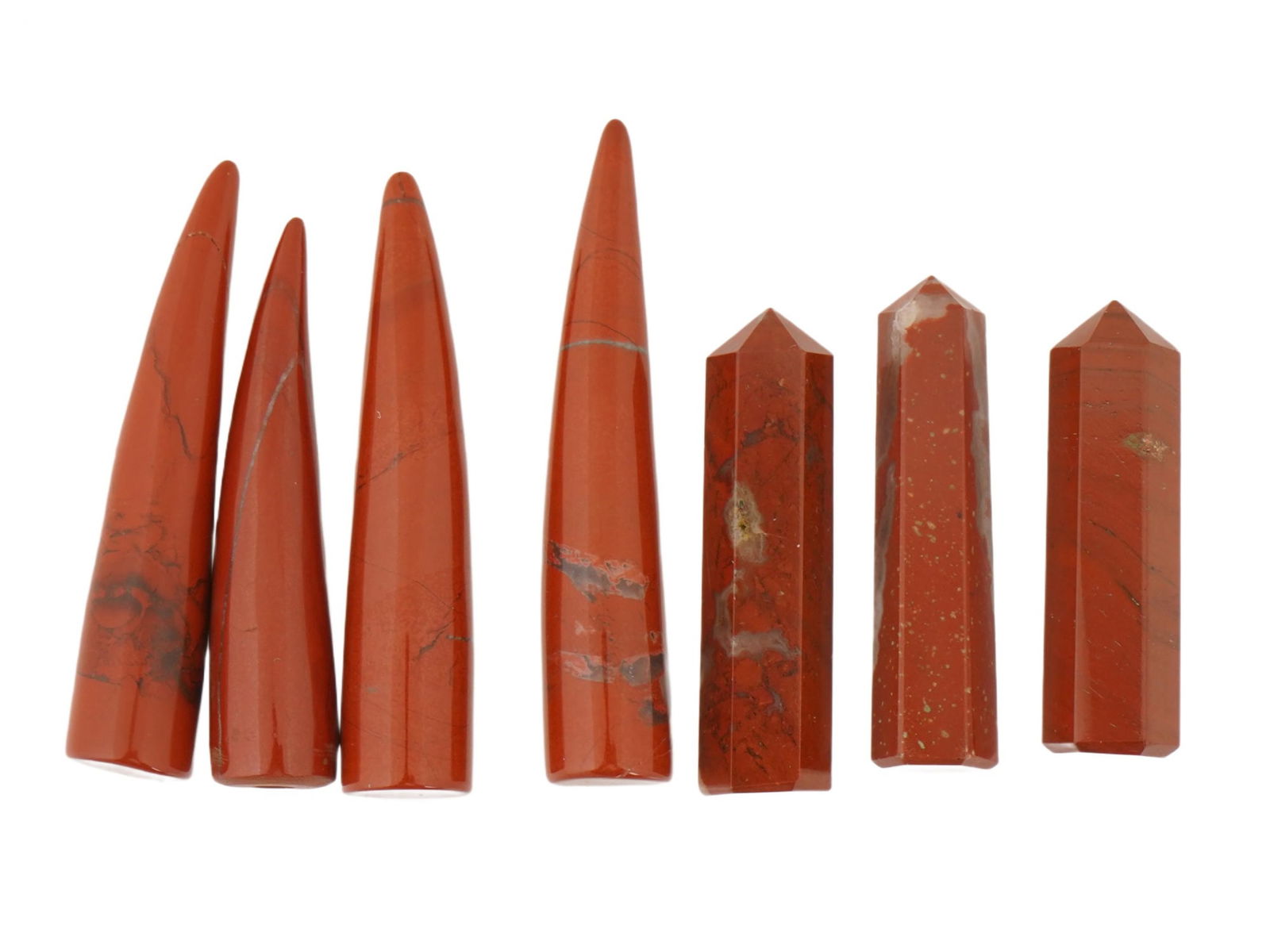 LOT OF RED JASPER CRYSTALS OBELISKS MASSAGE STICKS (1 of 6)