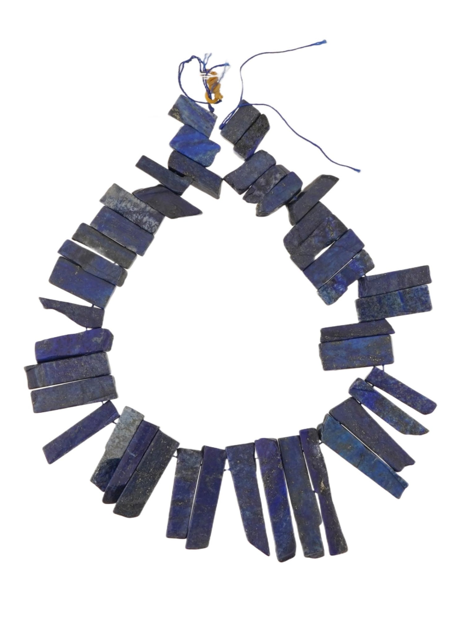 VINTAGE LAPIS LAZULI STONE BEADED NECKLACE: A lot of large lapis lazuli stone beads on a thread. A total of 42 beads. Statement Mineral Stone Jewelry And Gemstone Accessories. THIS LOT IS ELIGIBLE FOR A 30-DAY UNCONDITIONAL RETURN FROM