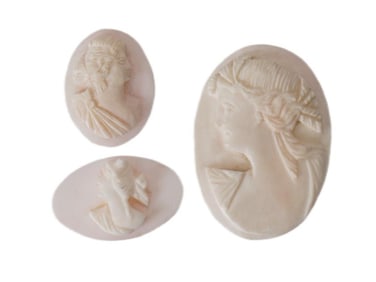 ANTIQUE VICTORIAN HAND CARVED CORAL CAMEOS