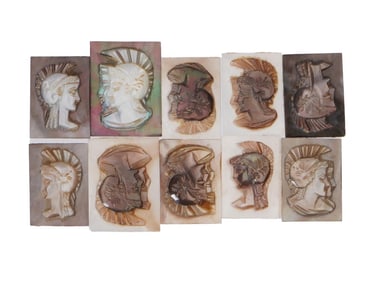 COLLECTION OF PORTRAIT CARVED SHELL CAMEOS