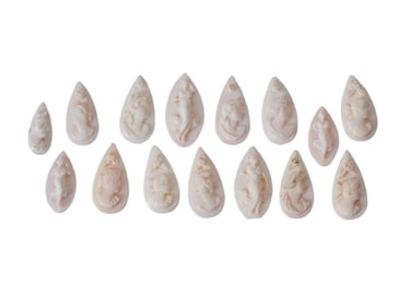 COLLECTION OF FEMALE PORTRAIT CARVED CORAL CAMEOS