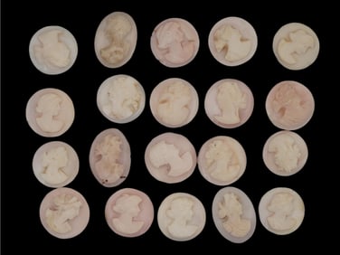 COLLECTION OF PORTRAIT CARVED CORAL STONE CAMEOS