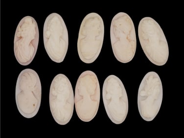 ANTIQUE VICTORIAN HAND CARVED CORAL CAMEO COLLECTION