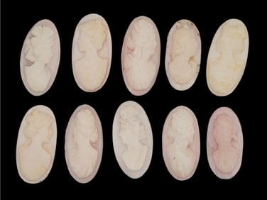 ANTIQUE VICTORIAN HAND CARVED SHELL CAMEO COLLECTION