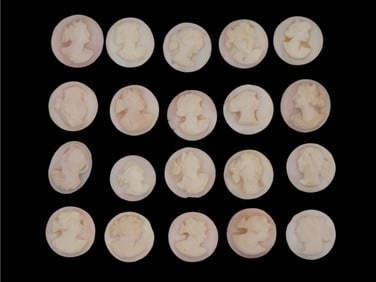 COLLECTION OF FEMALE PORTRAIT CARVED CORAL CAMEOS