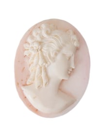 HAND CARVED PORTRAIT CORAL STONE CAMEO MEDALLION