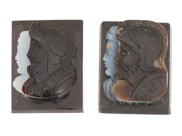 PAIR OF VINTAGE HAND CARVED ONYX CAMEOS