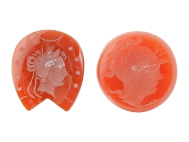 ROMAN CARVED CARNELIAN CLASSICAL PROFILE HEAD INTAGLIOS