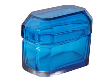 VINTAGE GLASS BOX CRAFTED IN VIBRANT BLUE WITH A LID