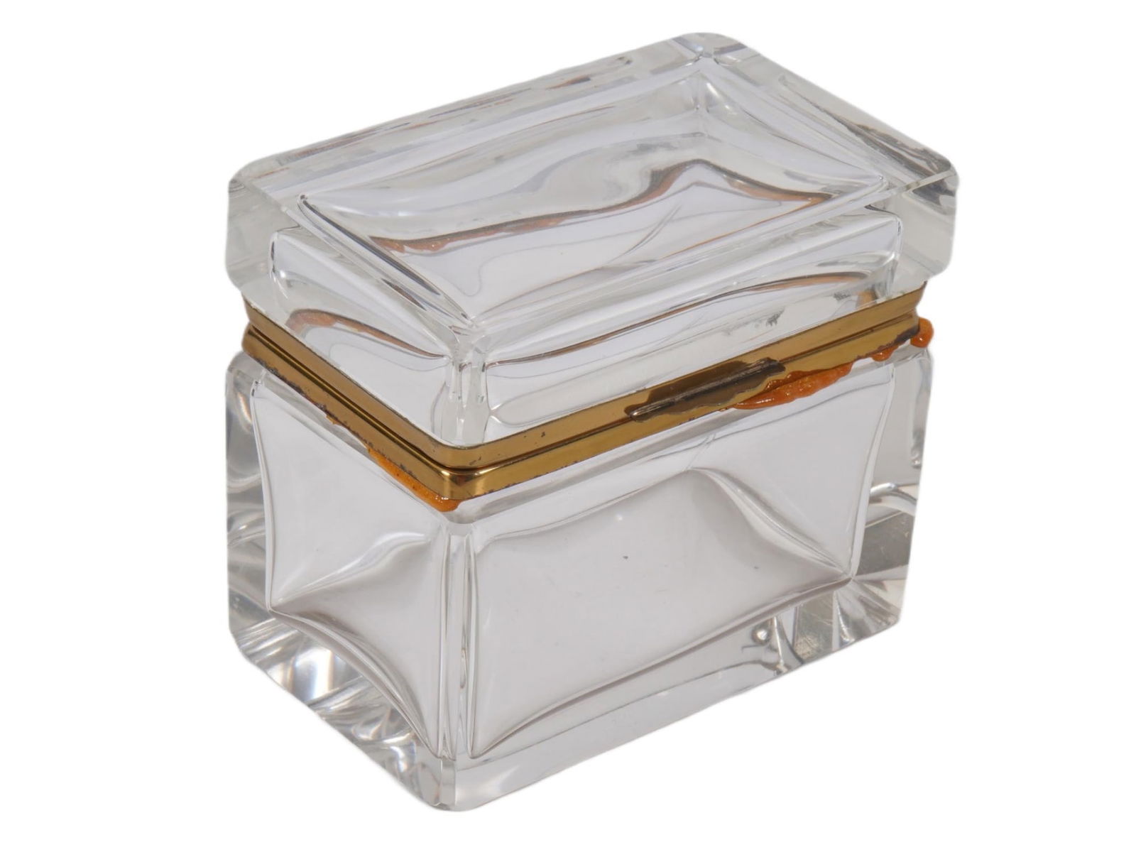 ANTIQUE OR VINTAGE FRENCH CUT CRYSTAL GLASS CASKET BOX (1 of 4)