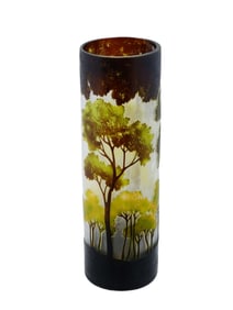 FRENCH CAMEO ART NOUVEAU GLASS VASE W FOREST LANDSCAPE
