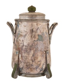 ANTIQUE AMERICAN ART DECO SILVER PLATED THERMOS HOLDER