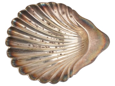 ANTIQUE SILVER PLATED SHELL FORM DISH WALKER AND HALL