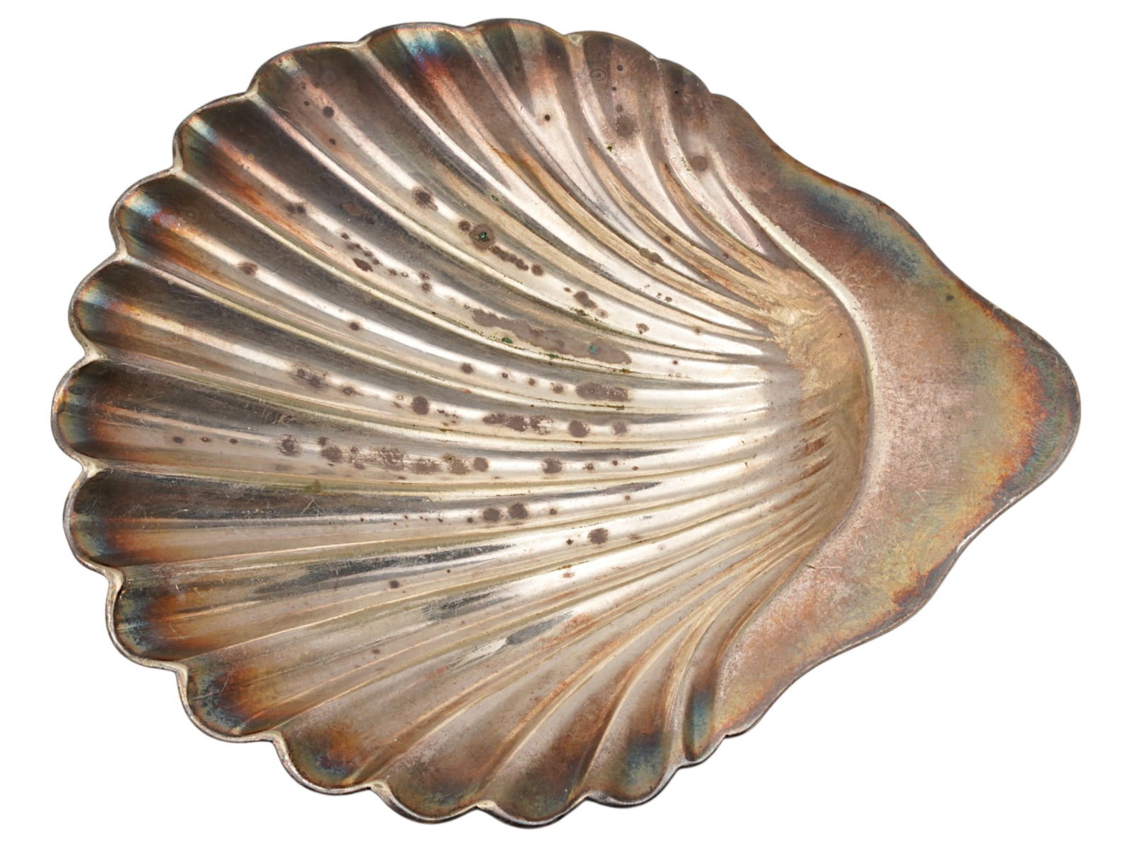 ANTIQUE SILVER PLATED SHELL FORM DISH WALKER AND HALL (1 of 4)