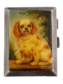 ANTIQUE ENGLISH STERLING SILVER ENAMEL CIGARETTE CASE